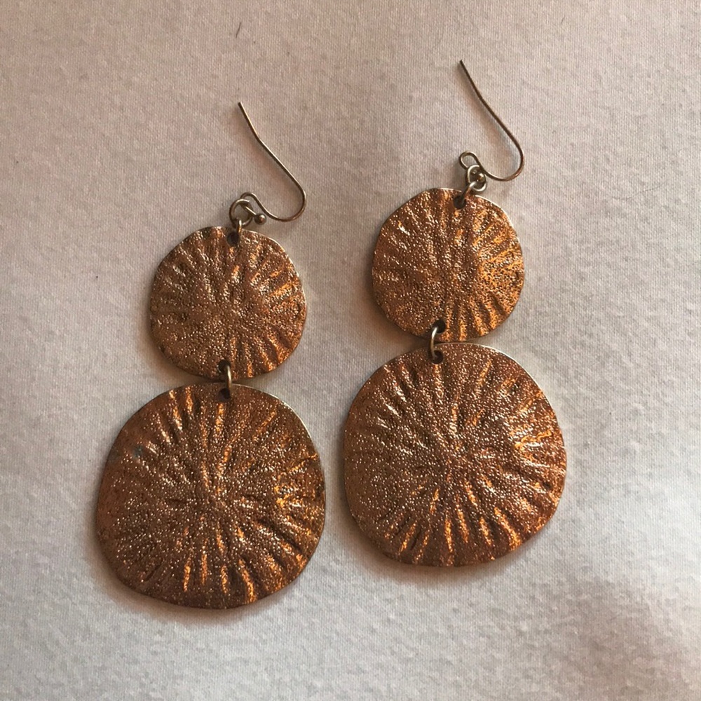 Gold sand dollar earrings costume jewelry
